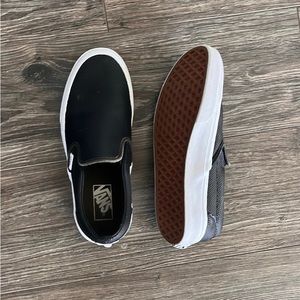 Womens black leather vans. Size 7.5. Worn once